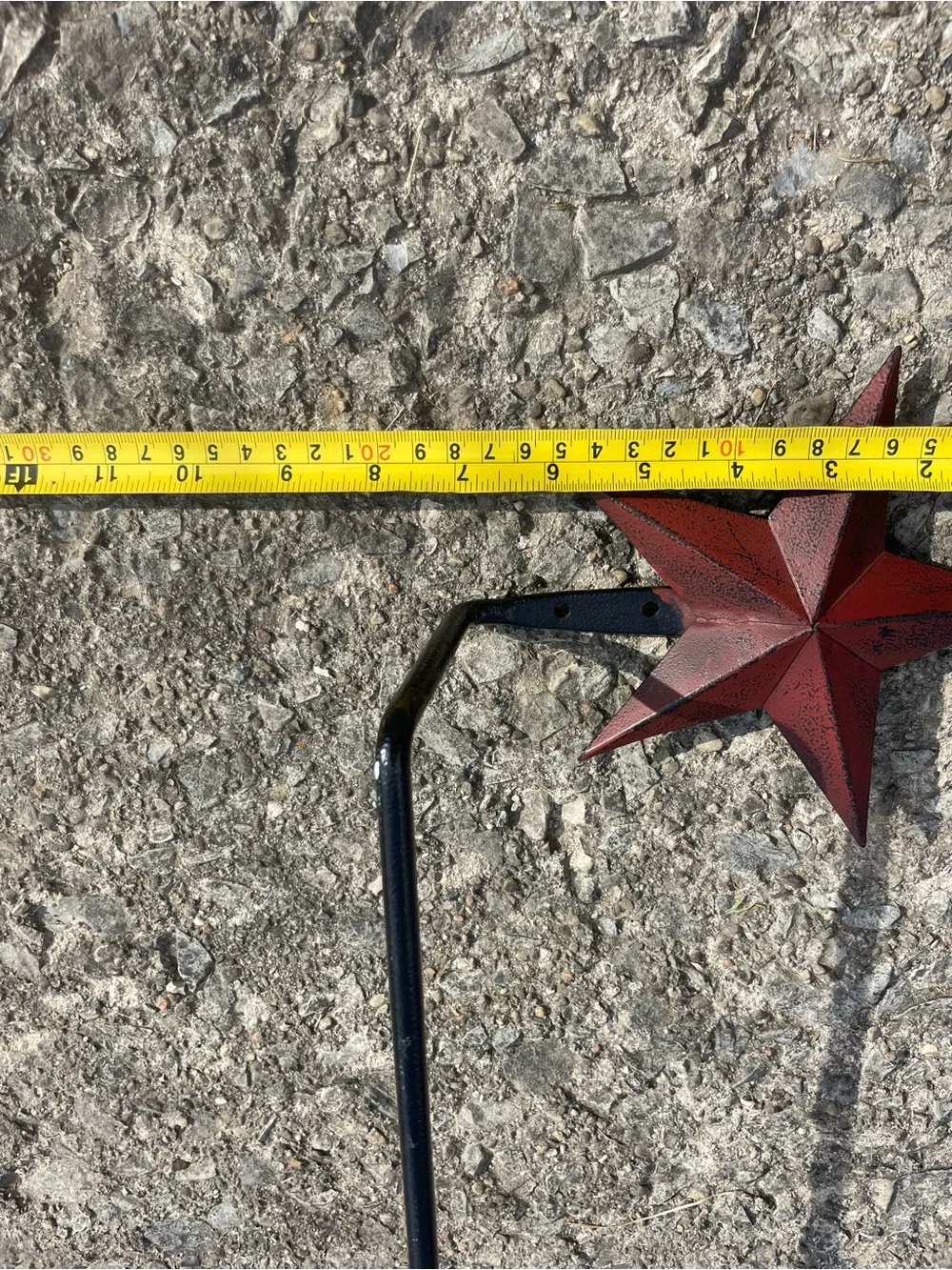 22” Primitive Wrought Iron and Burgundy Star Towel Bar